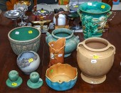 NINE PIECES OF ART POTTERY Includes