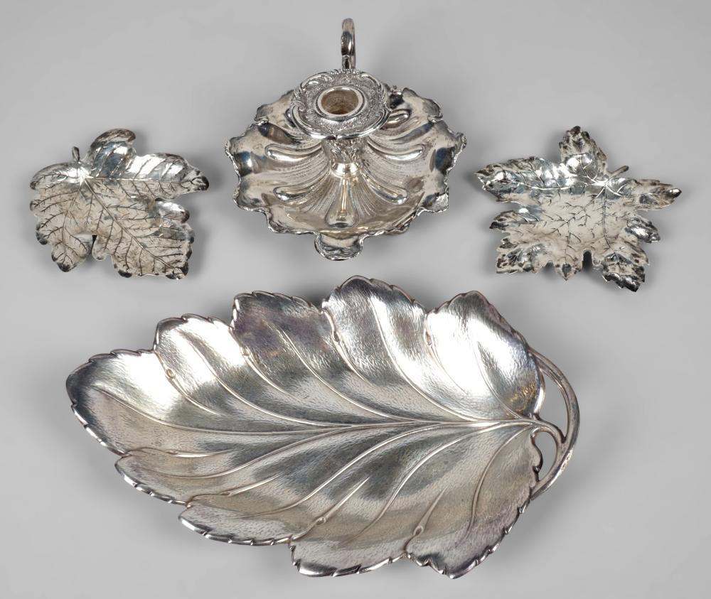 TWO SILVER LEAF SHAPED DISHES  2ec13c