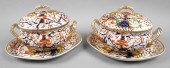 PAIR OF ROYAL CROWN DERBY COVERED SAUCE