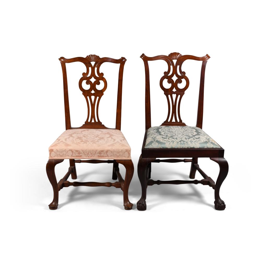 TWO CHIPPENDALE MAHOGANY SIDE CHAIRS  2ec361