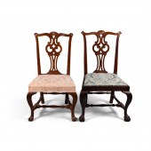 TWO CHIPPENDALE MAHOGANY SIDE CHAIRS  2ec361