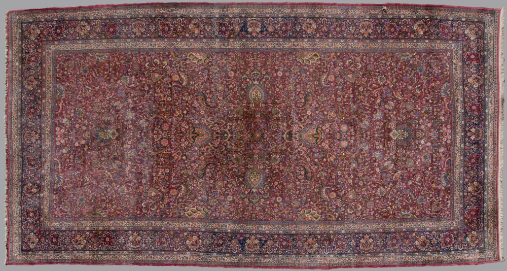 ANTIQUE PERSIAN YAZD HAND KNOTTED 2ec413