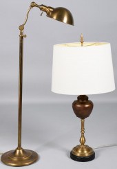 TWO BRASS LAMPS: A FLOOR LAMP AND A