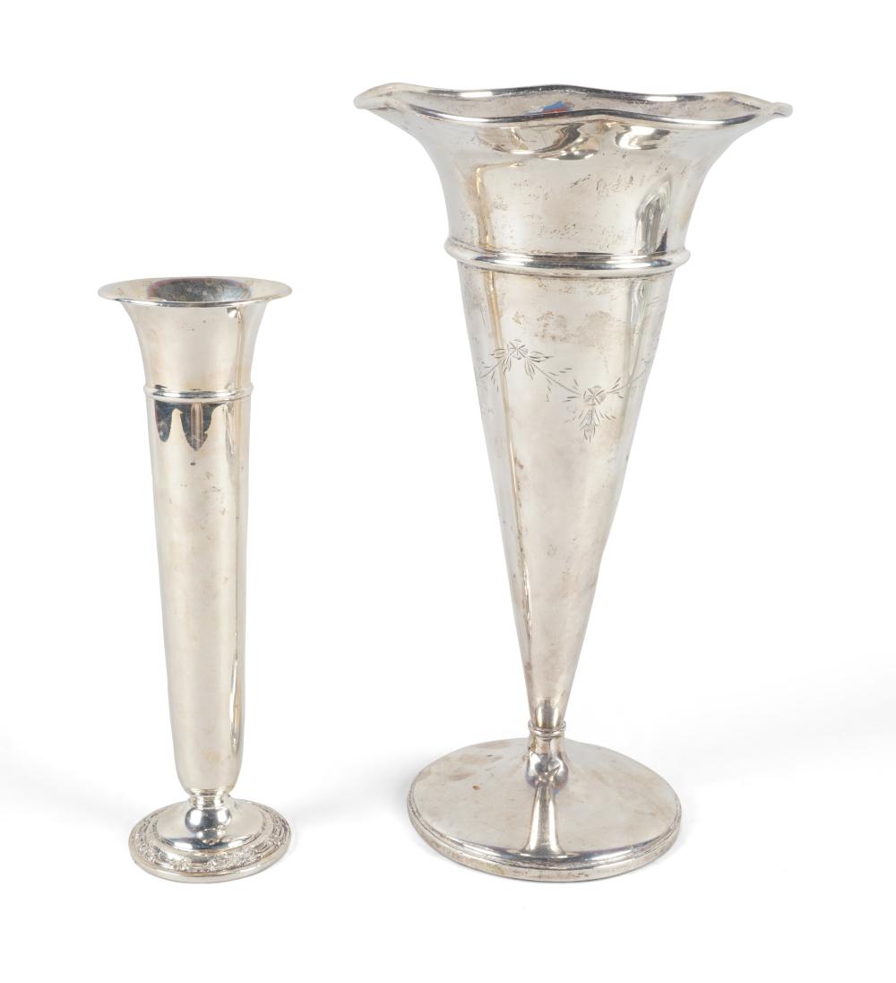 TWO AMERICAN SILVER WEIGHTED VASES 2ec511