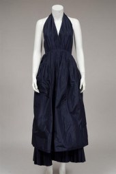 Bill Blass navy blue silk evening gown