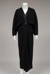 Galanos black wool crepe kimono dress
