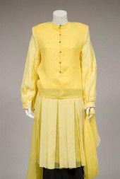 Galanos bumblebee yellow chiffon dress