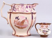 STAFFORDSHIRE POTTERY PINK LUSTRE PITCHER,
