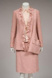 Pink tweed Chanel ruffled jacket and