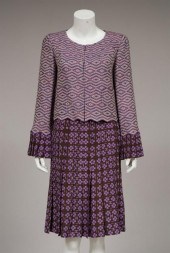 Chanel silk print and tweed skirt suit