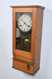 OAK SIMPLEX TIME RECORDER CLOCK WITH