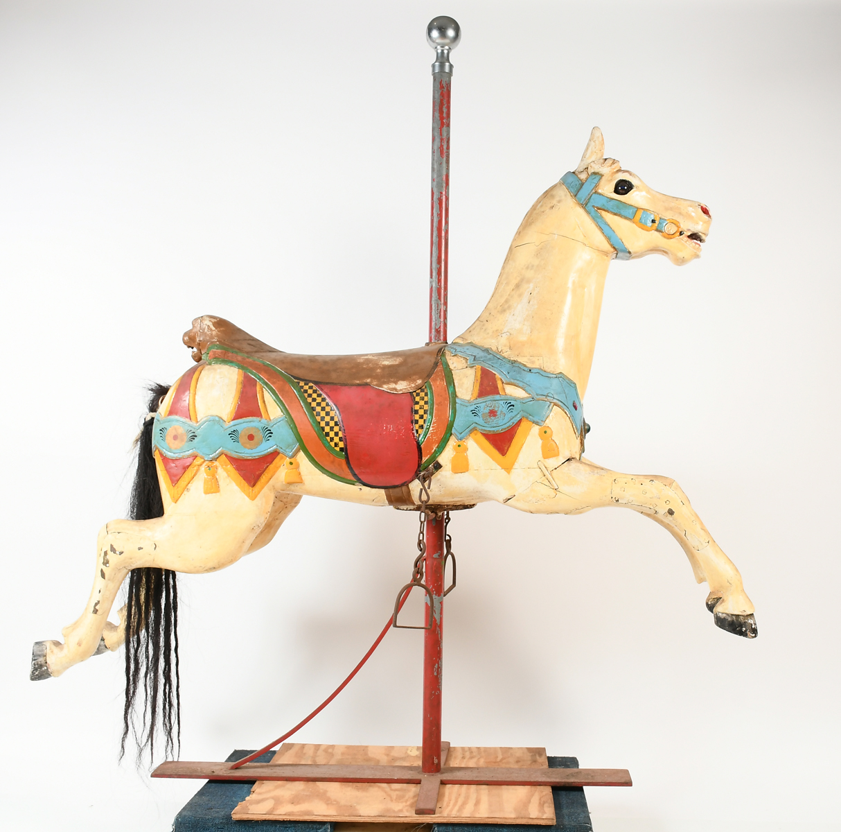 ENGLISH CAROUSEL HORSE Early hand carved 2ecce6