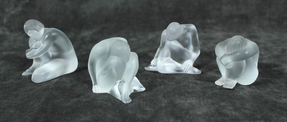 FOUR LALIQUE FROSTED GLASS FIGURESFOUR 2ed647