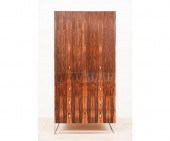 Figured wood and chrome modern armoire