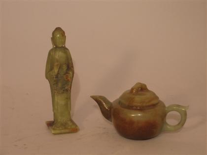 Chinese jadeite figure and teapot 4b0e6