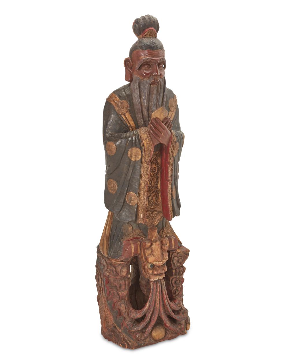 A CHINESE POLYCHROMED WOOD SCULPTURE 2ee90a