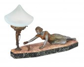 AN ART DECO FIGURAL SPELTER AND 2ee913