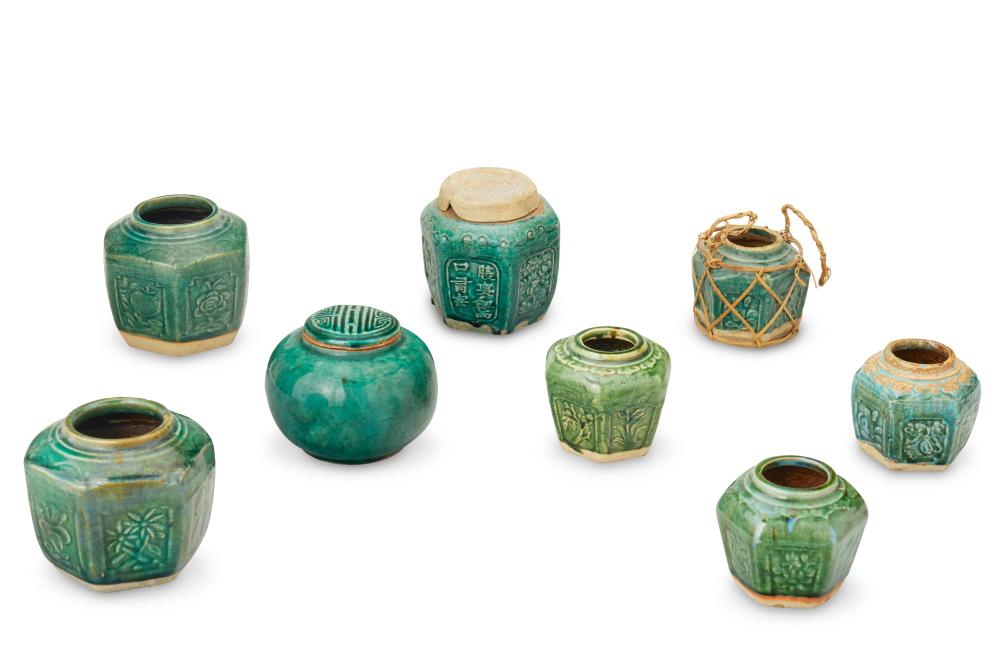 A GROUP CHINESE GREEN GLAZED EARTHENWARE 2ee991