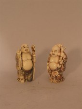 Pair of Carved Ivory Buddhas    Japanese