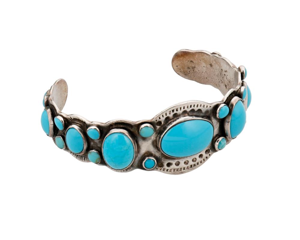 A NAVAJO INGOT SILVER AND TURQUOISE 2eeaeb