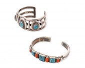TWO SOUTHWEST SILVER AND STONE CUFF