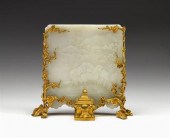 Fine Chinese white jade table screen