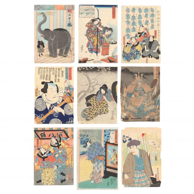 COLLECTION OF NINE JAPANESE WOODBLOCK