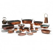 COLLECTION OF (22) COPPER COOKWARE ITEMS,