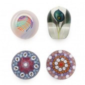 FOUR SIGNED ART GLASS PAPERWEIGHTS Including
