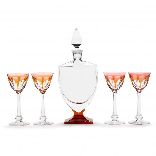 SEVRES CRYSTAL DECANTER AND FOUR 2efaee