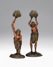 Large pair of Japanese bronze figures