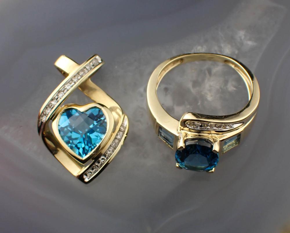 BLUE TOPAZ AND DIAMOND RING AND 2ee182