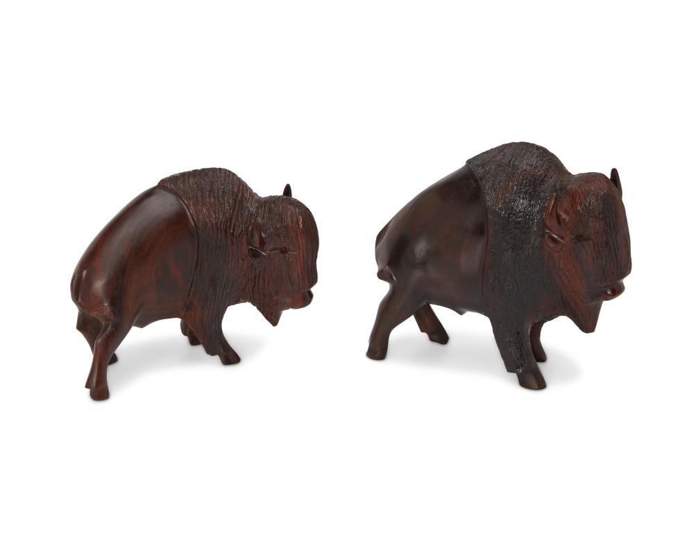 TWO IRONWOOD CARVED BISON FIGURESTwo 2ee48f