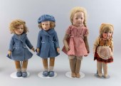 FOUR CLOTH AND COMPOSITION DOLLS EARLY