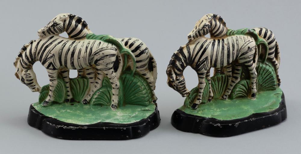 PAIR OF CAST IRON ZEBRA BOOKENDS 2f1178
