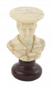 CARVED IVORY BUST OF A SAILOR 19TH CENTURY