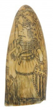 SCRIMSHAW WHALE S TOOTH DEPICTING 2f1275