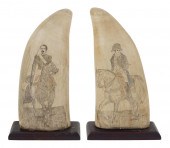 PAIR OF SIZABLE POLYCHROME SCRIMSHAW 2f12df