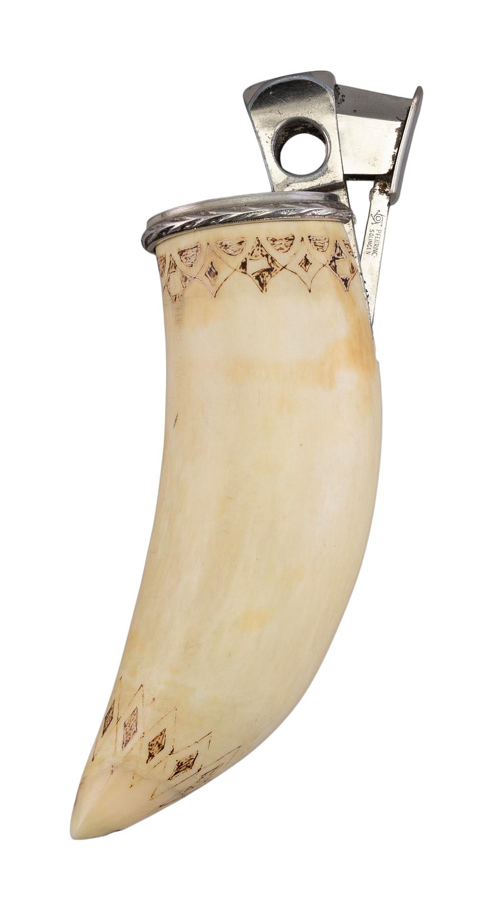 SCRIMSHAW WHALE TOOTH MOUNTED AS 2f12f6
