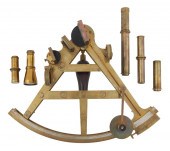 CASED BRASS DOUBLE FRAME SEXTANT 2f1347