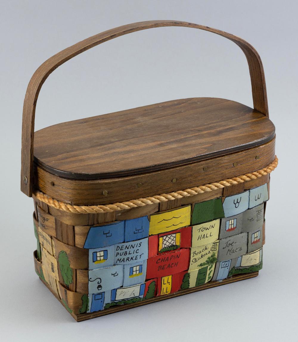 PAINTED WOODEN BASKET PURSE OF 2f17fc