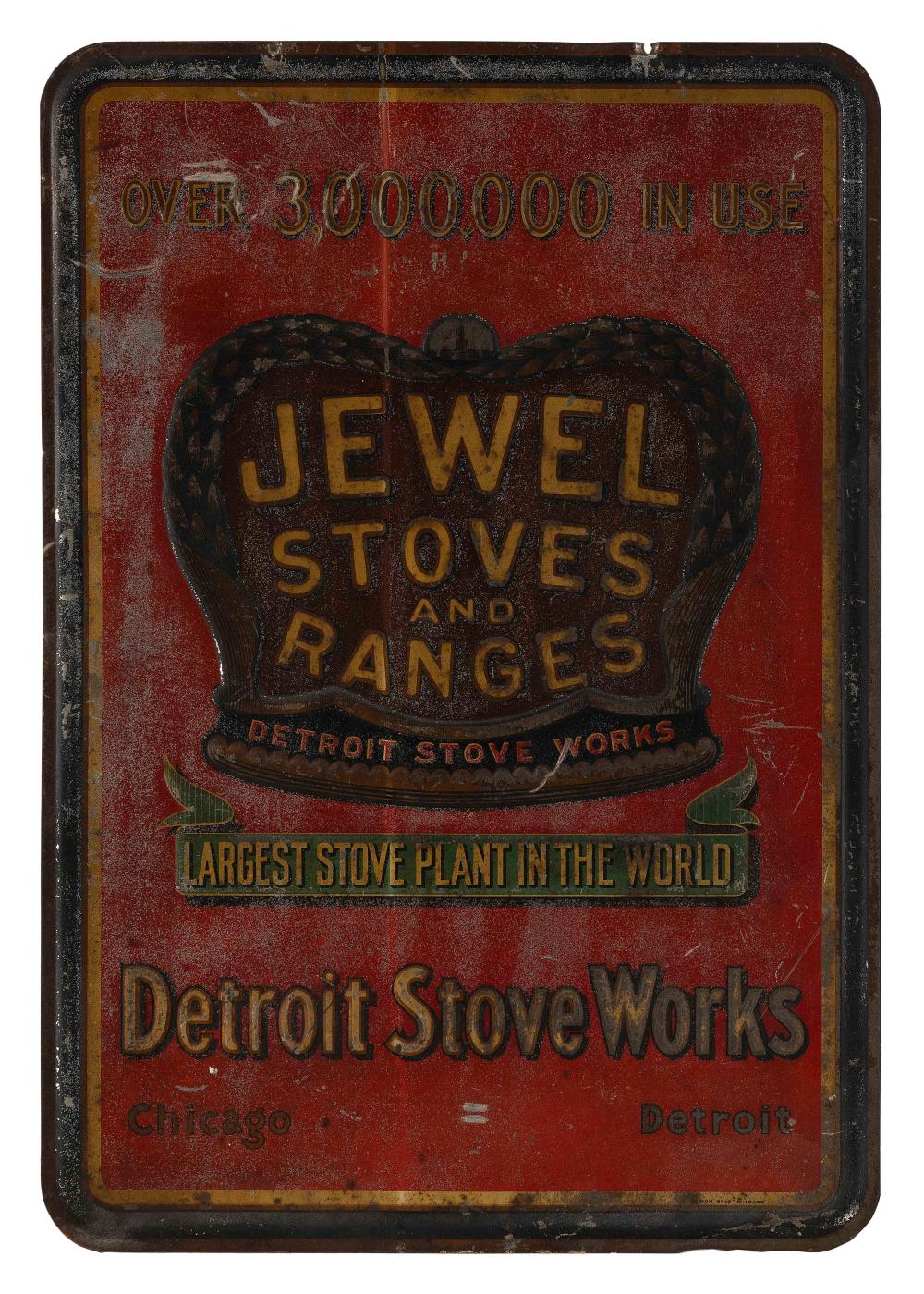 PAINTED TIN ADVERTISING SIGN DETROIT 2f184a