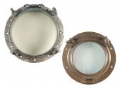 TWO BRASS PORTHOLES LATE 19TH/EARLY