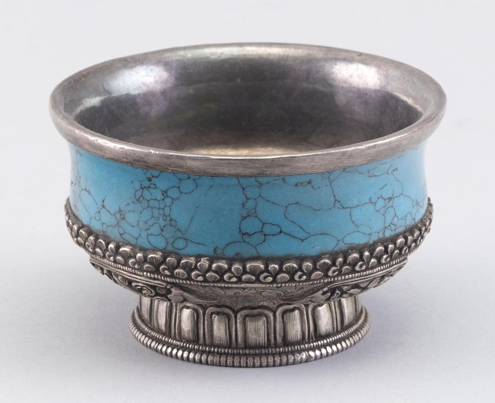 TIBETAN SILVER AND TURQUOISE BOWL 2f1f53