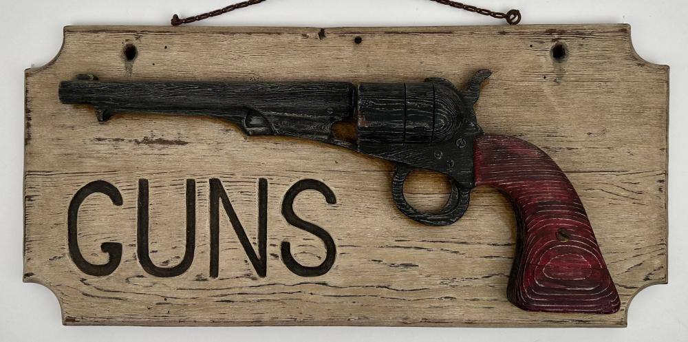  GUNS PAINTED WOODEN SIGN 2f220e