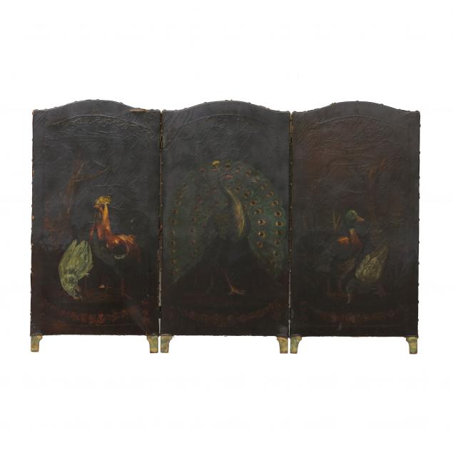VICTORIAN HAND-PAINTED TABLE SCREEN