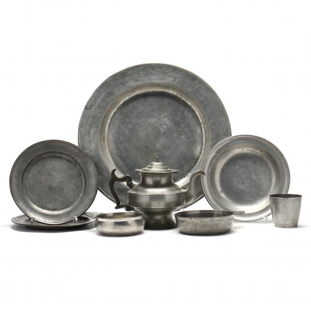 EIGHT AMERICAN PEWTER ITEMS INCLUDING 2f0465