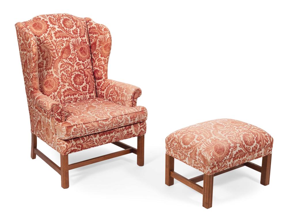 CHIPPENDALE STYLE WING CHAIR AND 2f0e99