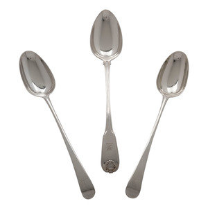 Three Georgian Silver Serving Spoons 18th 2f38e9