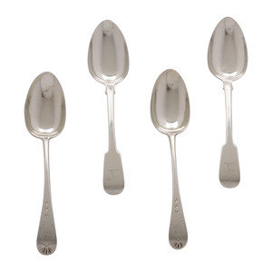Four Georgian Silver Serving Spoons 18th 19th 2f38ea